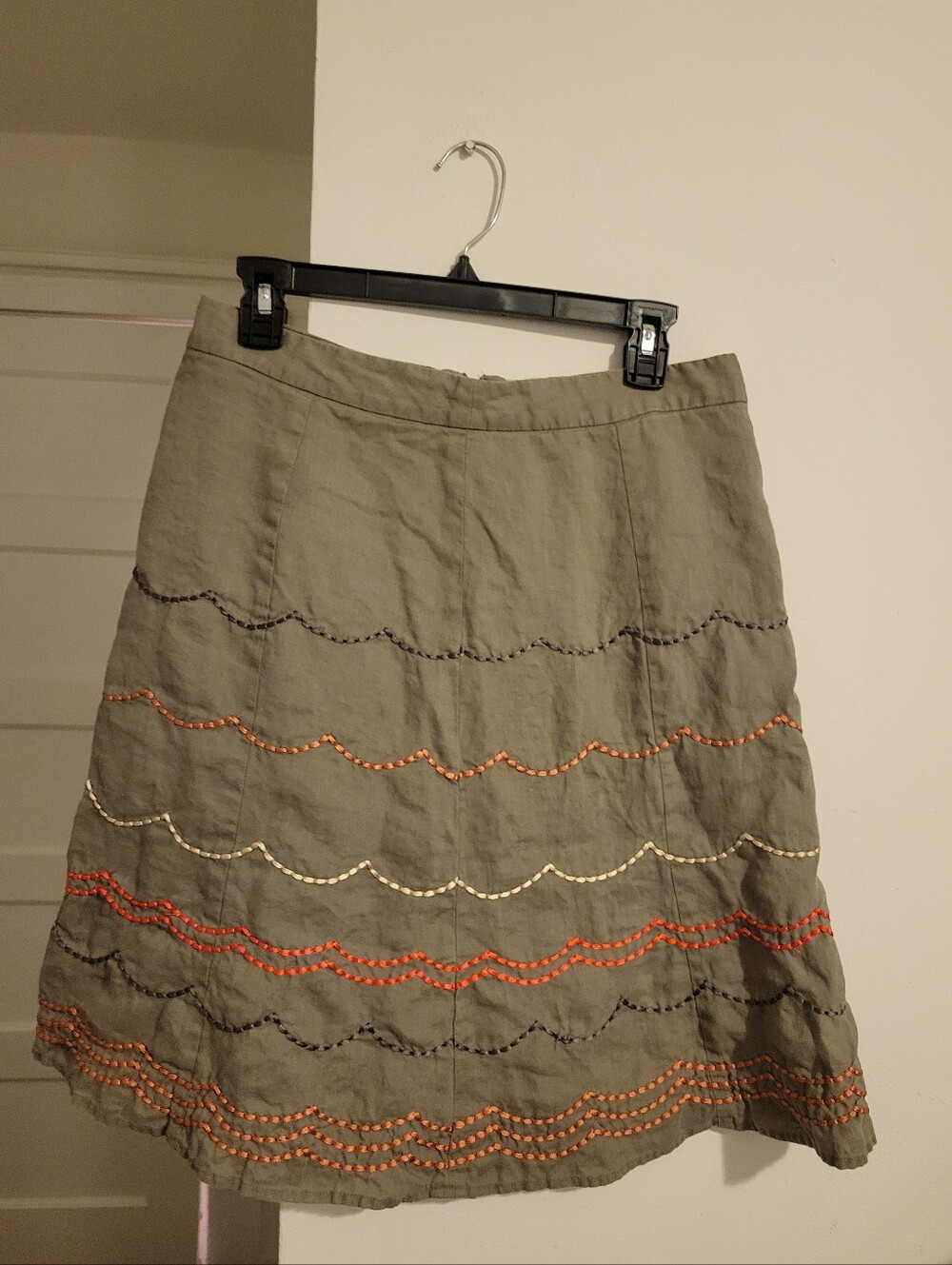Boden Embroidered Skirt Stone Grey A-Line‎ Casual Career Size US 12R